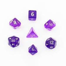 Chessex 23077 set 7 dadi traslucent purple/white 